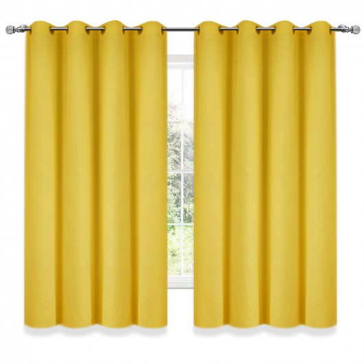 Zasłona z matowej tkaniny żółta na przelotkach 140x160cm FELICIA - Nie Tylko Firany