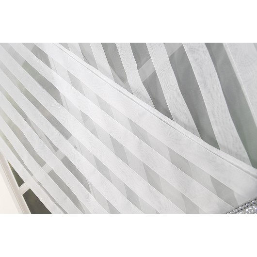 Panel ażurowy z woalu zdobiony cyrkoniami biały 120x130cm SUZIE - Nie Tylko Firany