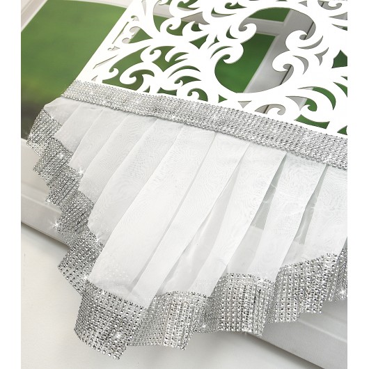 Panel ażurowy biały zdobiony cyrkoniami 120x160cm CORNELIE - Nie Tylko Firany