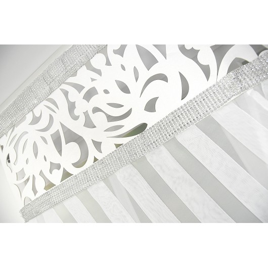 Panel ażurowy z białego woalu z cyrkoniami 120x130cm LIBERTY - Nie Tylko Firany