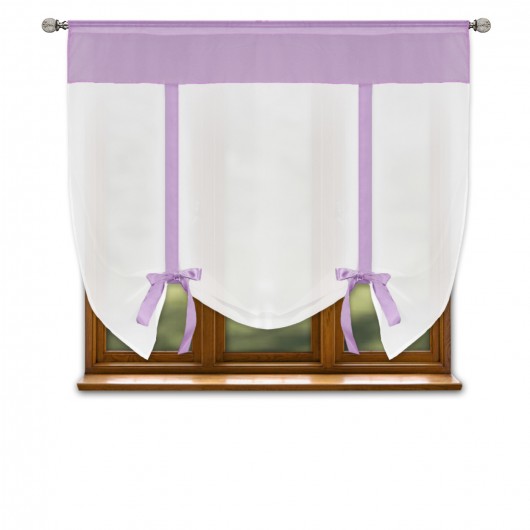 Firana woalowa biała z fioletowymi dodatkami na taśmie 150x150cm RUBY - Nie Tylko Firany