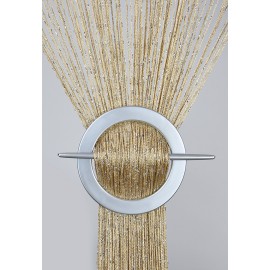 Firana MAKARON beżowy przeplatany srebrną nicią 100x200cm