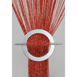 Firana MAKARON czerwony przeplatany srebrną nicią 100x200cm ost.