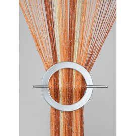 Firana MAKARON beż-pomarańcz-ceglany ze srebrną nicią 100x200cm