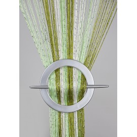 Firana MAKARON oliwkowy-biały cieniowana ze srebrną nicią 100x200 cm