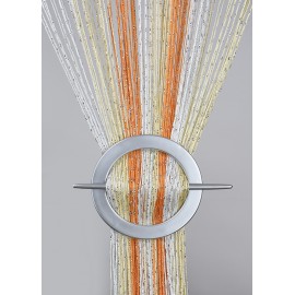 Firana MAKARON ecru-pomarańcz-biały ze srebrną nicią 100x200cm