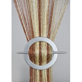 Firana MAKARON ecru-beż-ceglany cieniowana ze srebrną nicią 100x200 cm