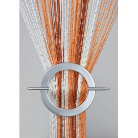 Firana MAKARON pomarańcz-ceglany-biały ze srebrną nicią 100x200 cm