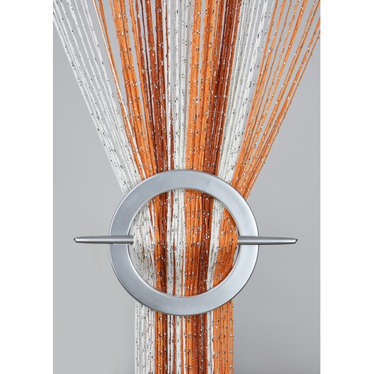 Firana MAKARON pomarańcz-ceglany-biały ze srebrną nicią 100x200cm - Nie Tylko Firany