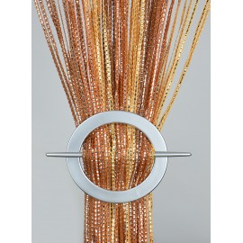 Firana MAKARON miodowy-ceglany cieniowana ze srebrną taśmą 100x200cm