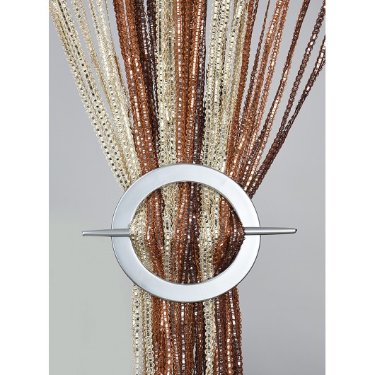 Firana MAKARON brąz-beż-ceglany cieniowana ze srebrną taśmą 100x200cm - Nie Tylko Firany
