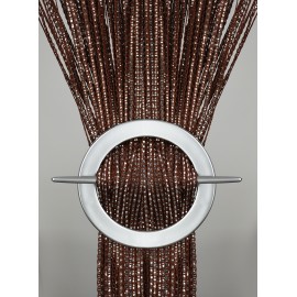 Firana MAKARON brązowy przeplatany srebrną taśmą 300x250cm ost.