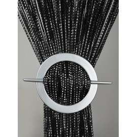 Firana MAKARON czarny przeplatany srebrną taśmą 300x250cm