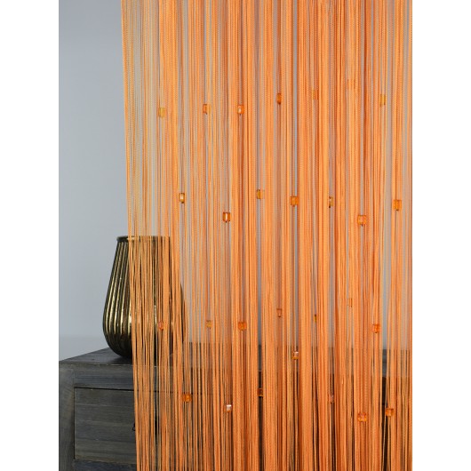 Firana MAKARON pomarańczowy z koralikami 300x250cm - Nie Tylko Firany
