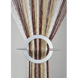 Firana MAKARON brąz-beż-biały przeplatana srebrną nicią 300x250cm