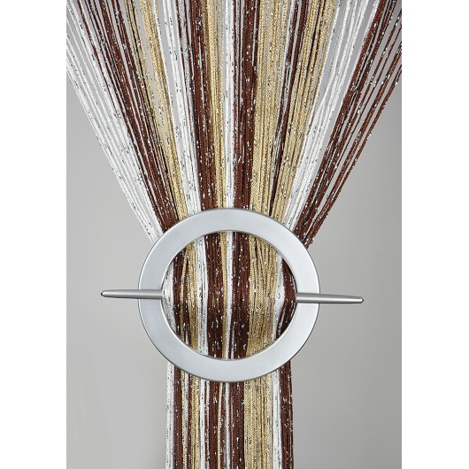 Firana MAKARON brąz-beż-biały przeplatana srebrną nicią 300x250cm - Nie Tylko Firany