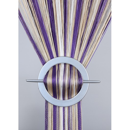 Firana MAKARON beż-biały-fiolet cieniowany gładki 300x250cm - Nie Tylko Firany