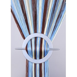 Firana MAKARON ecru-brąz-niebieski cieniowany gładki 300x250cm