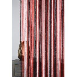 Firana MAKARON czerwony-czarny-biały cieniowany gładki 300x250cm