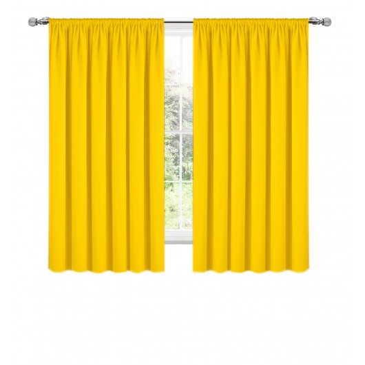 Zasłona z matowej tkaniny żółta na taśmie 145x180cm ELODIA - Nie Tylko Firany