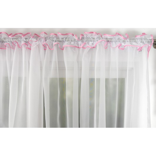Firana z panelem różowym i kryształkami na taśmie 400x140cm APRI - Nie Tylko Firany