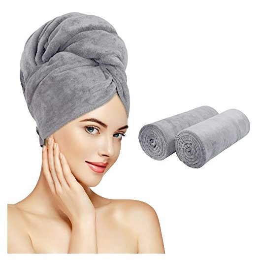 Ręcznik na głowę szybkoschnący szary MONA - Nie Tylko Firany