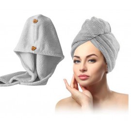 Ręcznik na głowę gruby turban do włosów szary LIZA