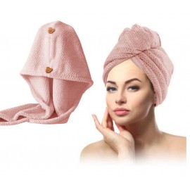 Ręcznik na głowę gruby turban do włosów różowy LIZA