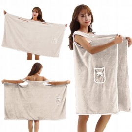 Ręcznik kąpielowy naramienny damski beżowy 80x135cm HERMANI