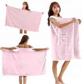 Ręcznik kąpielowy naramienny damski różowy 80x135cm HERMANI