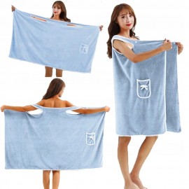 Ręcznik kąpielowy naramienny damski błękitny 80x135cm HERMANI