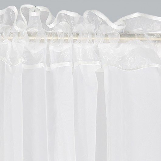 Firana biała woalowa z beżowo białą gipiurą na taśmie 400x175cm BARESA - Nie Tylko Firany
