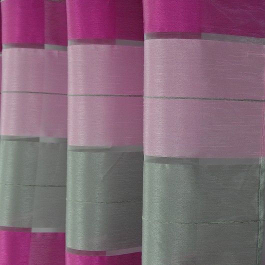 Zasłona w pasy fioletowo-różowo-jasny szary na przelotkach 145x250cm HOPPE - Nie Tylko Firany