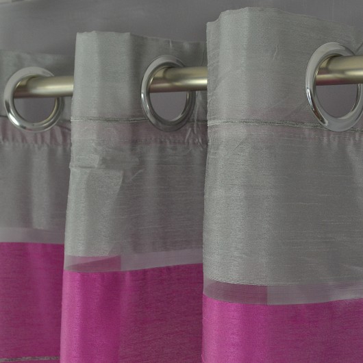 Zasłona w pasy fioletowo-różowo-jasny szary na przelotkach 145x250cm HOPPE - Nie Tylko Firany