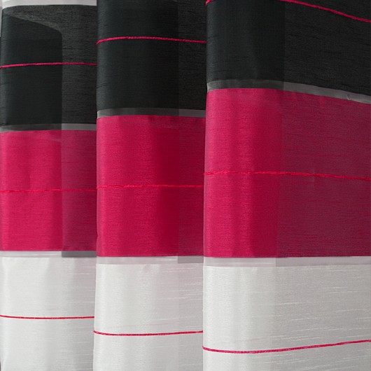 Zasłona w pasy czarno-różowo-białe na przelotkach 145x250cm HOPPE - Nie Tylko Firany