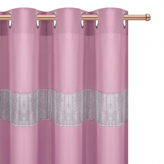 Zasłona jasno różowa z cyrkoniami na przelotkach 145x250cm SHINE - Nie Tylko Firany