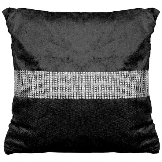 Poszewka na poduszkę z weluru czarna ozdobiona cyrkoniami 50x50cm JANE - Nie Tylko Firany