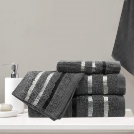 Komplet czterech ręczników bawełnianych grafitowych CRUZ