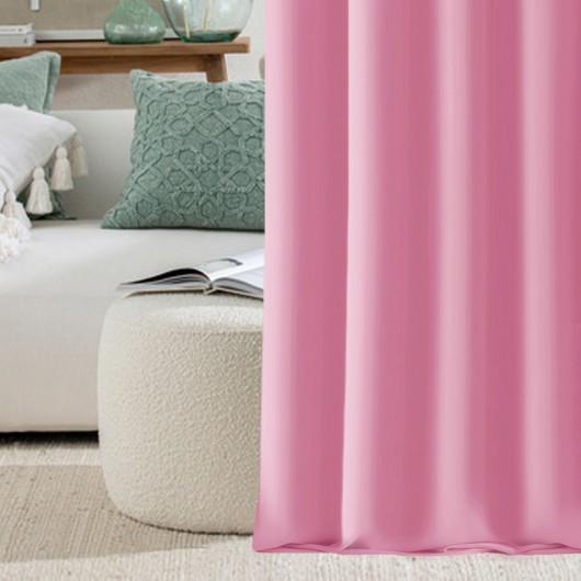 Zasłona z matowej tkaniny różowa na przelotkach 145x250cm FELICIA - Nie Tylko Firany