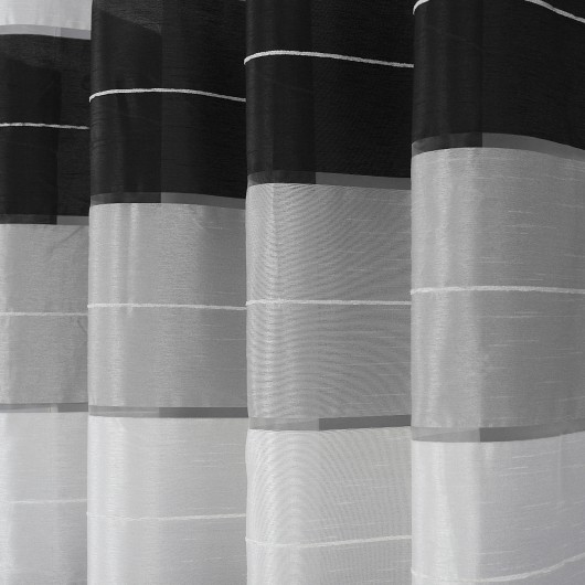 Zasłona w pasy czarno-szaro-białe na przelotkach 145x250cm HOPPE - Nie Tylko Firany