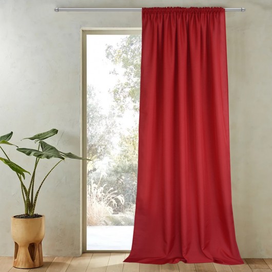 Zasłona z matowej tkaniny czerwona na taśmie 145x250cm ELODIA - Nie Tylko Firany