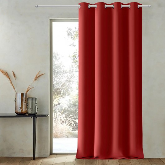Zasłona z matowej tkaniny czerwona na przelotkach 145x250cm FELICIA - Nie Tylko Firany