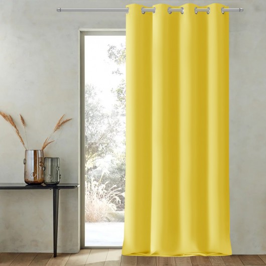 Zasłona z matowej tkaniny żółta na przelotkach 145x250cm FELICIA - Nie Tylko Firany
