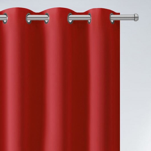 Zasłona z matowej tkaniny czerwona na przelotkach 145x240cm FELICIA - Nie Tylko Firany