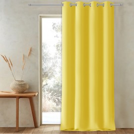 Zasłona z matowej tkaniny żółta na przelotkach 145x270cm FELICIA