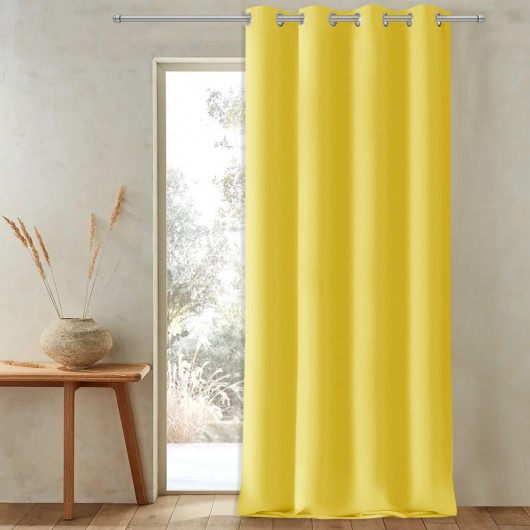 Zasłona z matowej tkaniny żółta na przelotkach 145x270cm FELICIA - Nie Tylko Firany