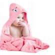 Ręcznik kąpielowy niemowlęcy z kapturem różowy 80x80cm MIŚ - Nie Tylko Firany