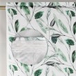 Firana biała z lambrekinem w zielone listki na taśmie 400x160cm TUANA - Nie Tylko Firany