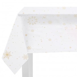 Obrus świąteczny biały w złote gwiazdki 150x300cm WINTER STARS
