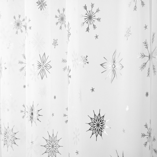 Firana z woalu w srebrne śnieżynki na taśmie 400x150cm ROSETTA - Nie Tylko Firany